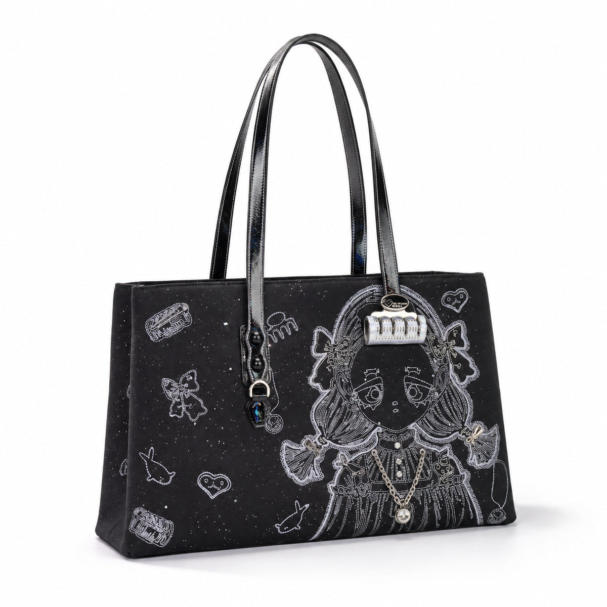 Character Tote Bag - Black, front view