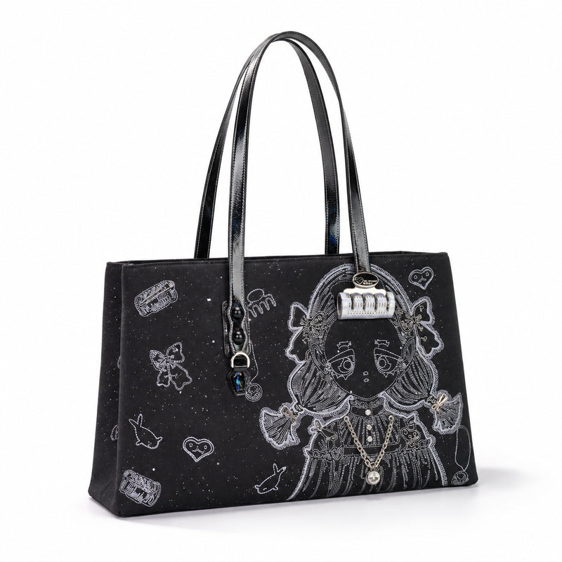 Character Tote Bag - Black, front view